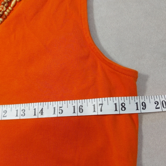 St. John's Bay Orange Knit Sleeveless Top Beaded Neckline, Large - Picture 5 of 9